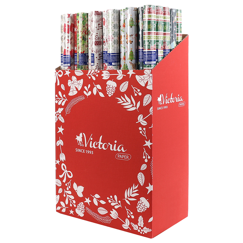 Baliaci papier, v hárkoch, 70x200 cm, 60 kotúčov, mix vianočných vzorov, VICTORIA PAPER