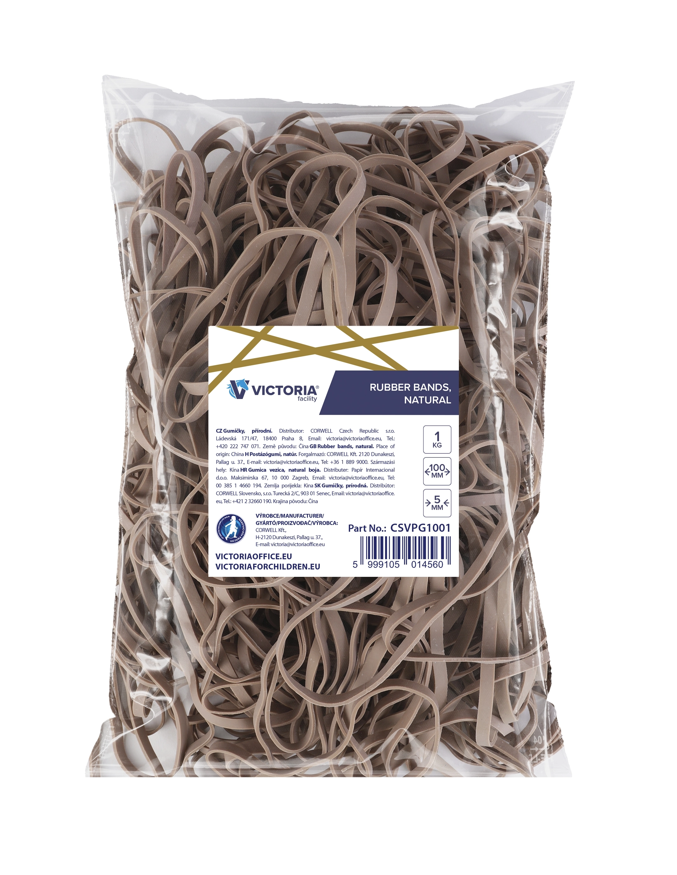 Gumičky, 100x5 mm, VICTORIA FACILITY, 1 kg, prírodná