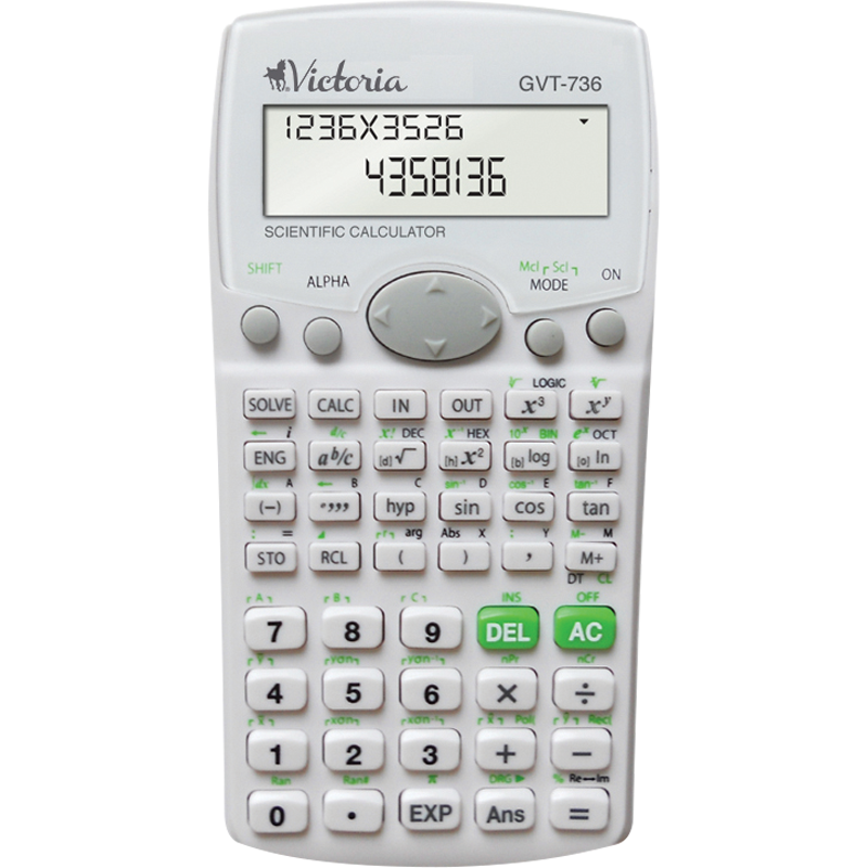 Számológép, tudományos, 283 funkció, VICTORIA OFFICE, "GVT-736", fehér