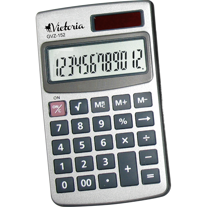 Zsebszámológép, 12 számjegy, fém ház, VICTORIA OFFICE, "GVZ-152"