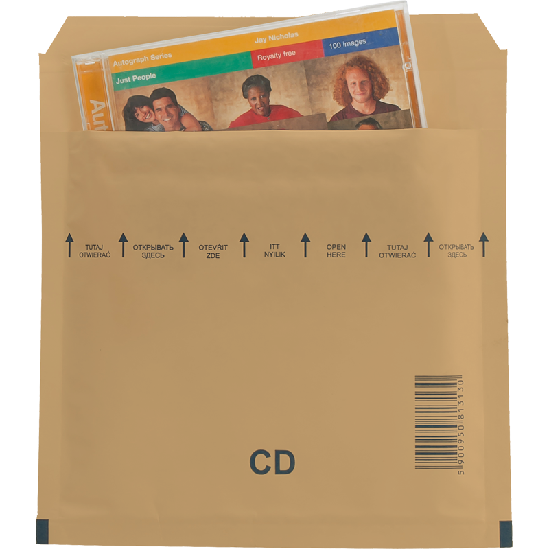 Bublinková obálka, na CD, vonkajšie rozmery: 175x200 mm, vnútorné rozmery: 165x180 mm, VICTORIA PAPER, "CD, CD-W", hnedá