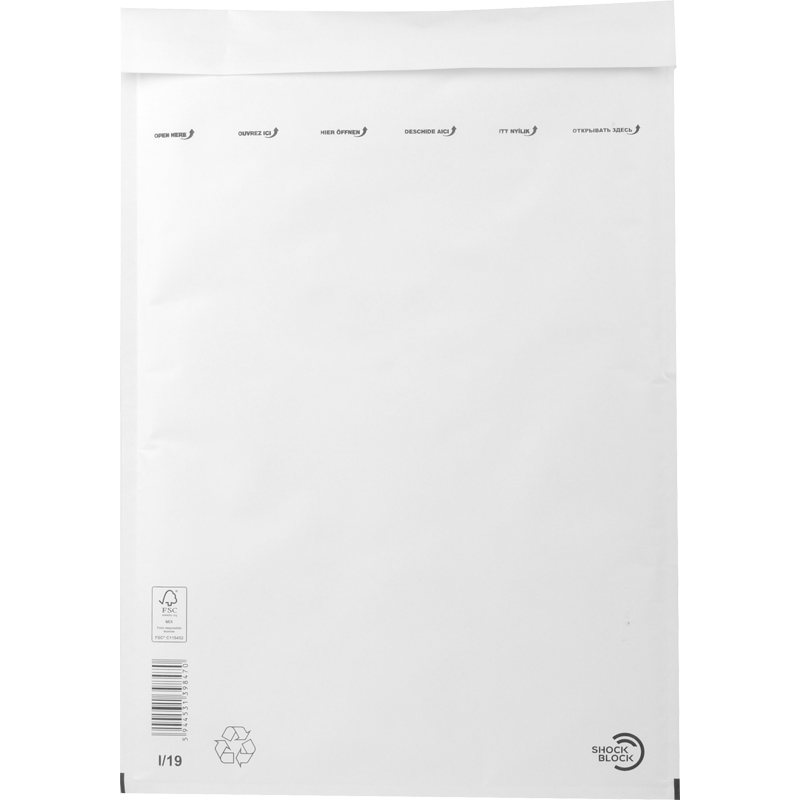 Légpárnás tasak, 320x455 mm külméret, 300x445 mm belméret, VICTORIA PAPER, "W9", fehér