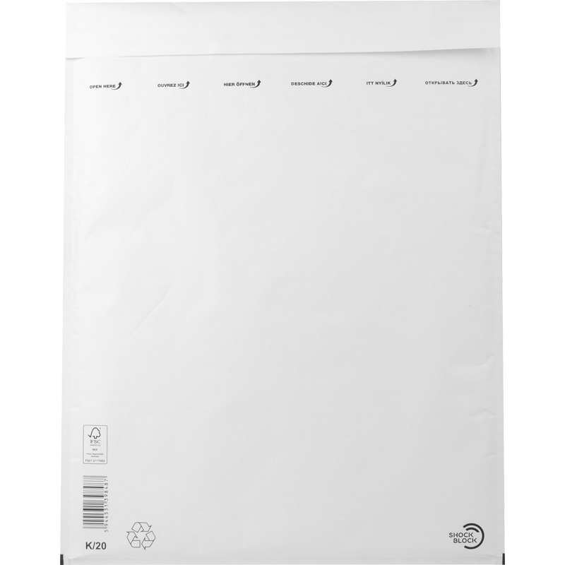 Légpárnás tasak, 370x480 mm külméret, 350x470 mm belméret, VICTORIA PAPER, "W10", fehér