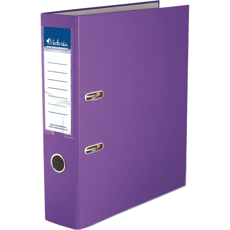 Iratrendező, 75 mm, A4, PP/karton, élvédő sínnel, VICTORIA OFFICE, "Basic", lila