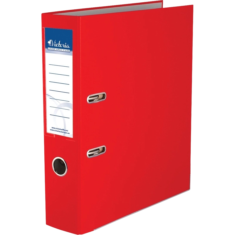Lever arch file, 75 mm, A4, PP/cardboard, with metal shoe, VICTORIA OFFICE, red