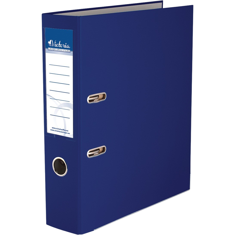 Lever arch file, 75 mm, A4, PP/cardboard, with metal shoe, VICTORIA OFFICE, darkblue