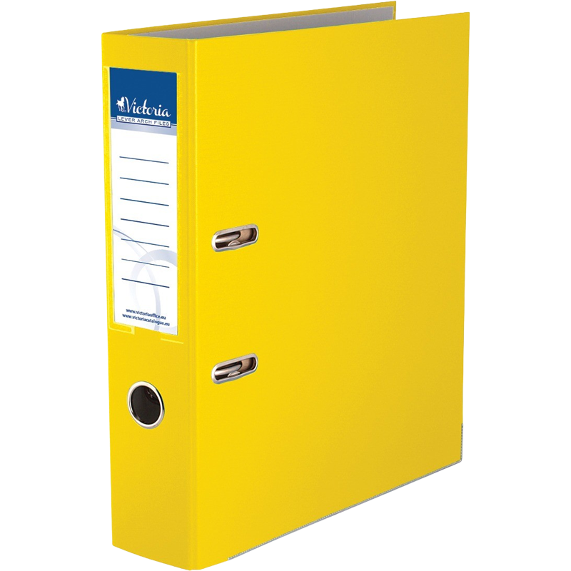 Lever arch file, 75 mm, A4, PP/cardboard, with metal shoe, VICTORIA OFFICE, yellow