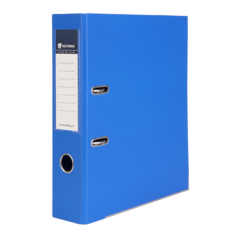 Iratrendező, 75 mm, A4, PP/PP, élvédő sínnel, VICTORIA OFFICE, "Premium", királykék