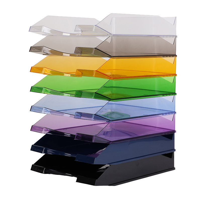 Irattálca, műanyag, VICTORIA OFFICE, áttetsző kék