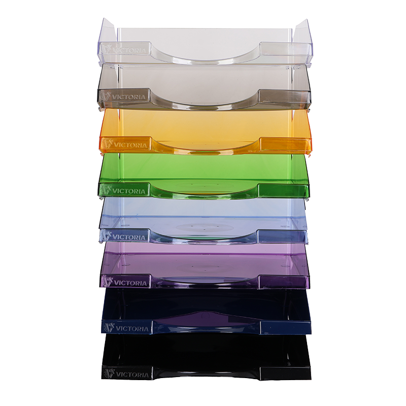 Irattálca, műanyag, VICTORIA OFFICE, áttetsző kék