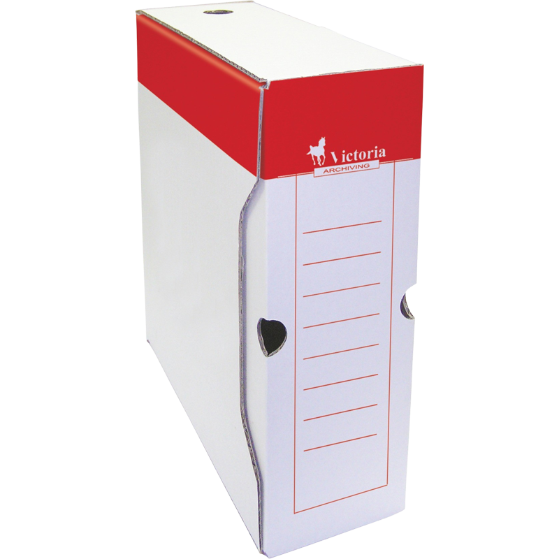 Archiválódoboz, A4, 100 mm, karton, VICTORIA OFFICE, piros-fehér