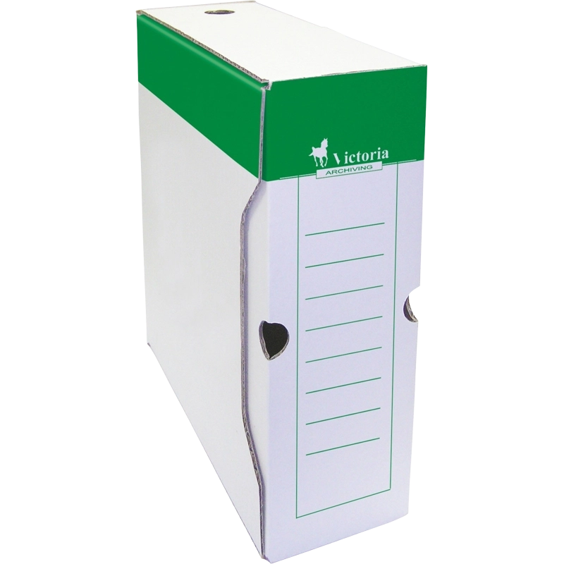 Archive box, A4, 100 mm, cardboard,VICTORIA OFFICE, green-white
