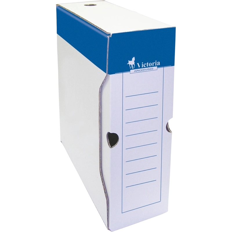 Archive box, A4, 100 mm, cardboard,VICTORIA OFFICE, blue-white