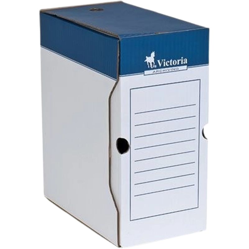 Archive box, A4, 150 mm, cardboard,VICTORIA OFFICE, blue-white