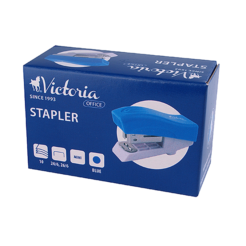 Tűzőgép, 24/6, 26/6, 12 lap, VICTORIA OFFICE, "Mini", kék