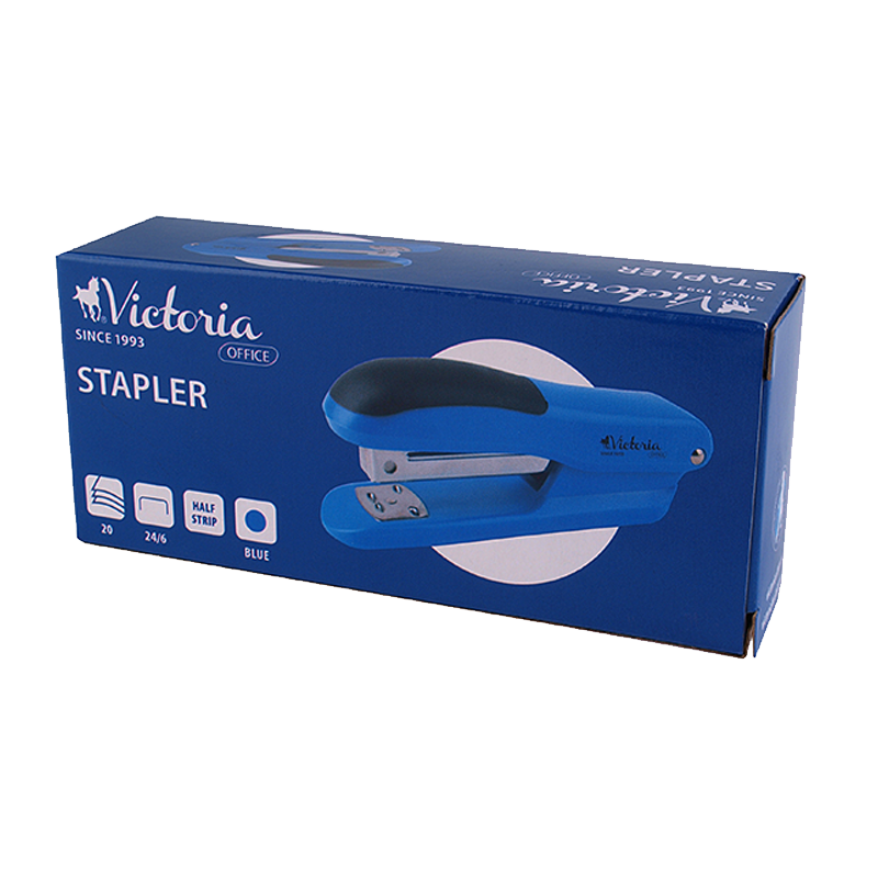 Stapler, 24/6, 20 sheets, VICTORIA OFFICE, "Half-Strip", blue