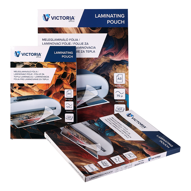 Hot laminating pouch, 125 micron, A4, glossy, VICTORIA OFFICE