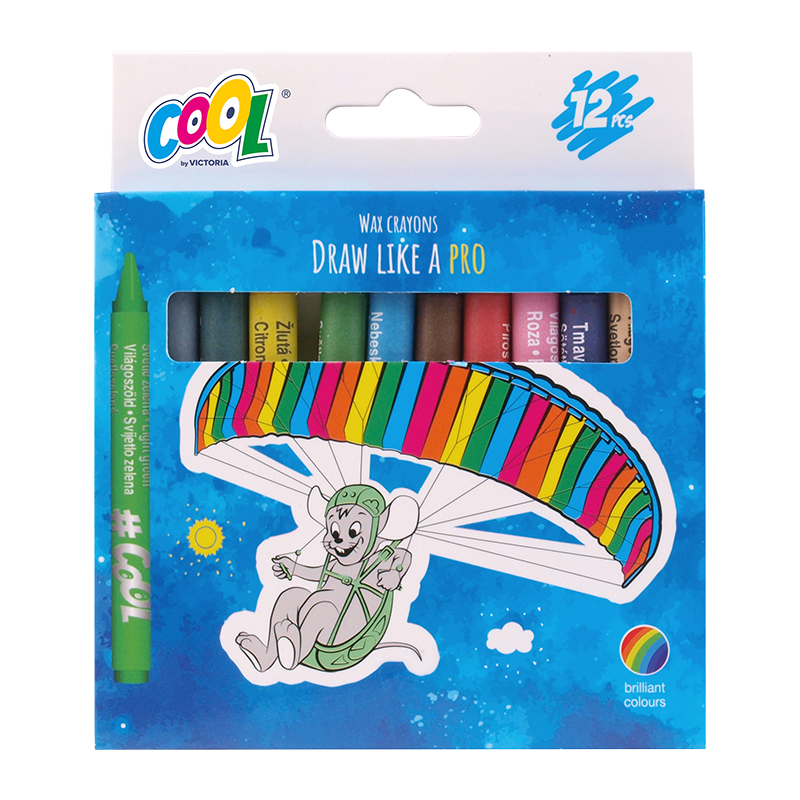 Zsírkréta, kerek, COOL BY VICTORIA, 12 különböző szín