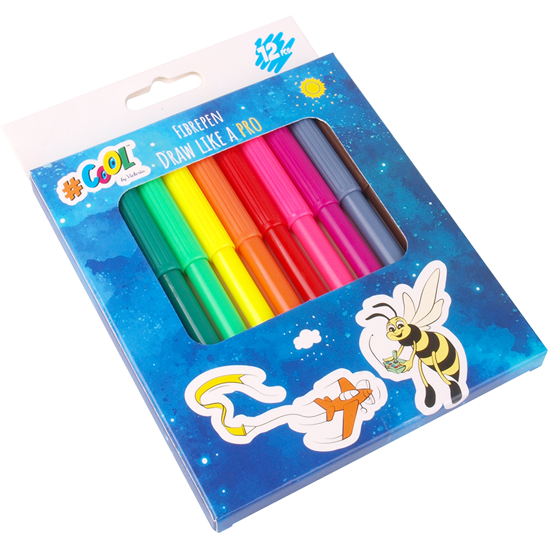 Filctoll készlet, 2 mm, COOL BY VICTORIA, 12 különböző szín