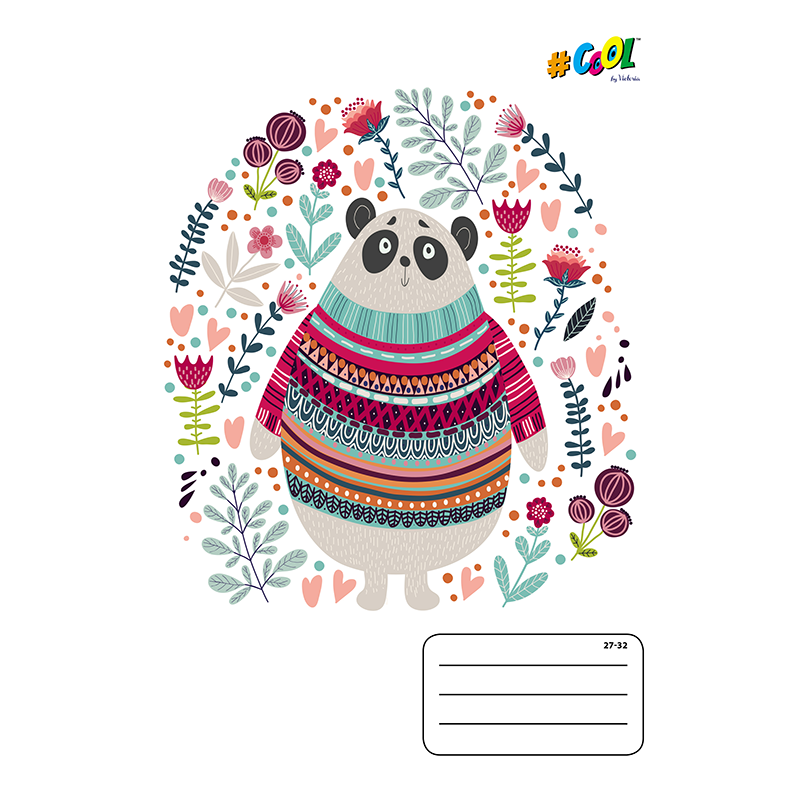 Füzet, tűzött, A5, kockás, 32 lap, COOL BY VICTORIA , "Cute bears", "27-32"