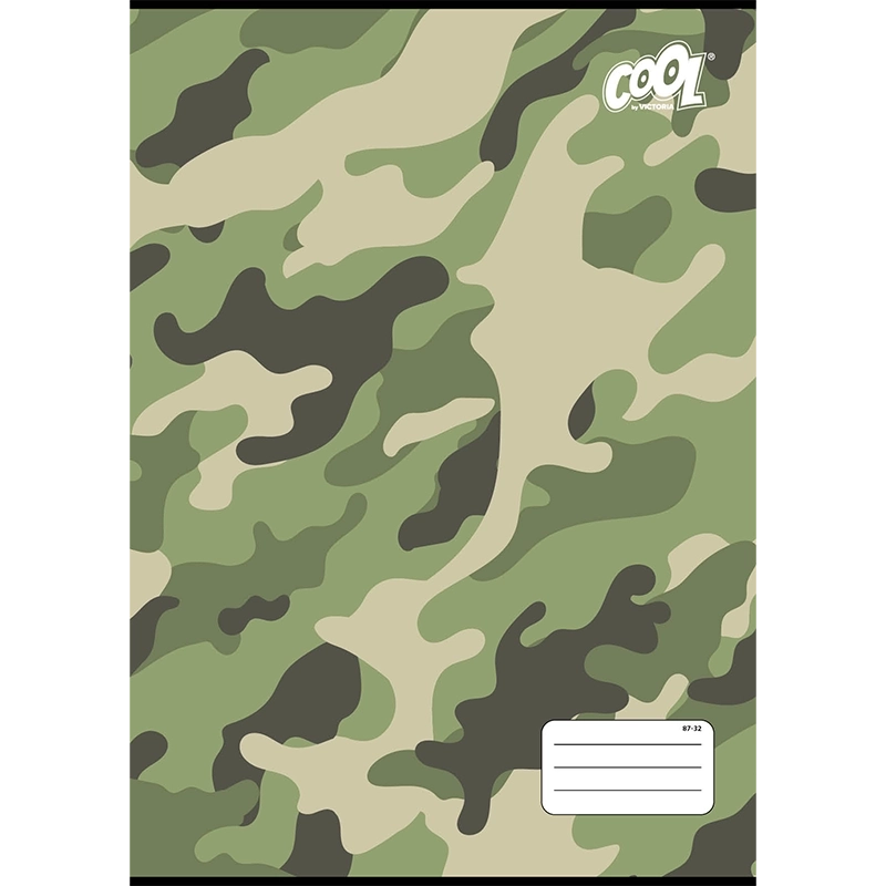 Füzet, tűzött, A4, kockás, 32 lap, COOL BY VICTORIA "Camouflage", "87-32"
