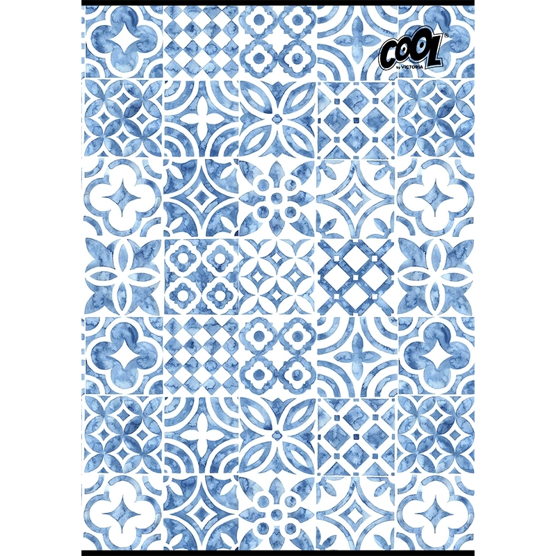 Füzet, tűzött, A4, kockás, 80 lap, COOL BY VICTORIA "Mediterrain patterns"