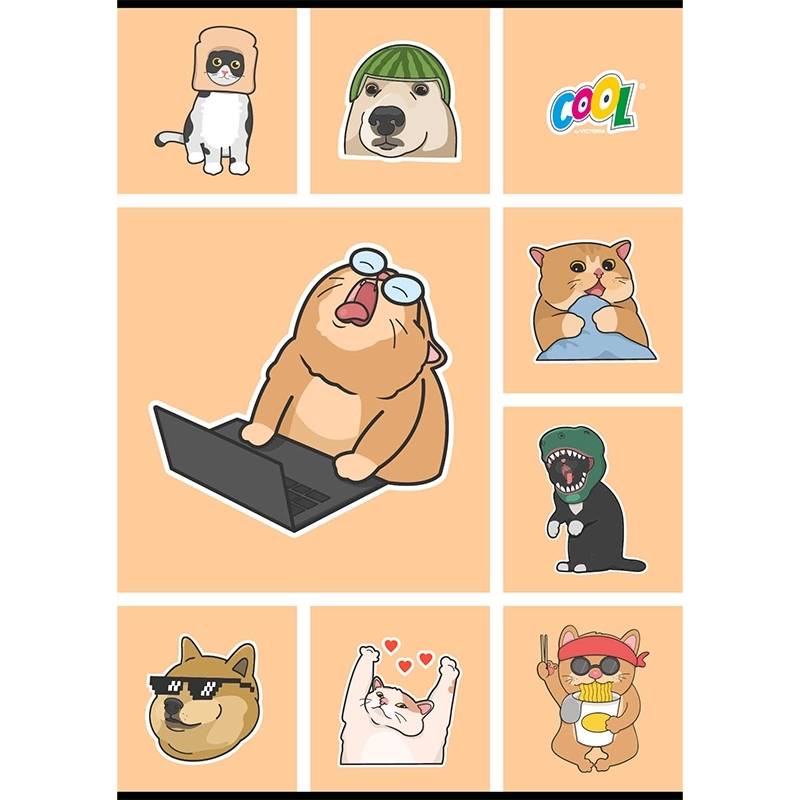 Füzet, tűzött, A4, kockás, 80 lap, COOL BY VICTORIA "Memes"