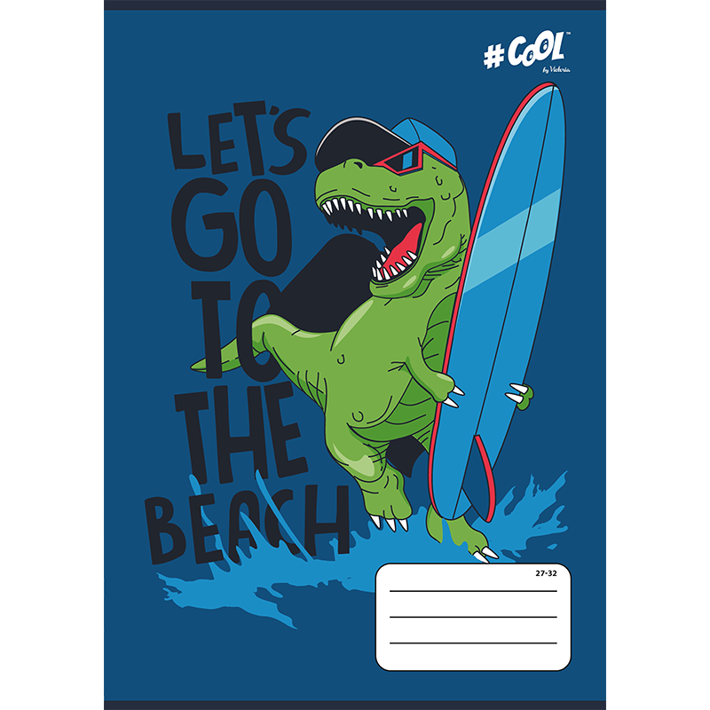 Füzet, tűzött, A5, kockás, 32 lap, COOL BY VICTORIA, "Dino", "27-32"