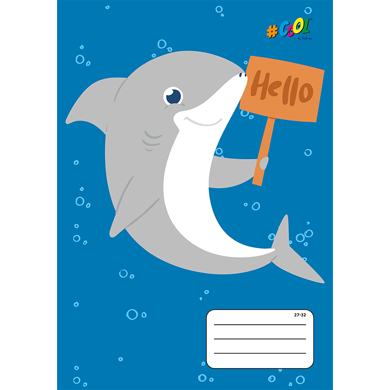 Füzet, tűzött, A5, kockás, 32 lap, COOL BY VICTORIA, "Baby shark", "27-32"