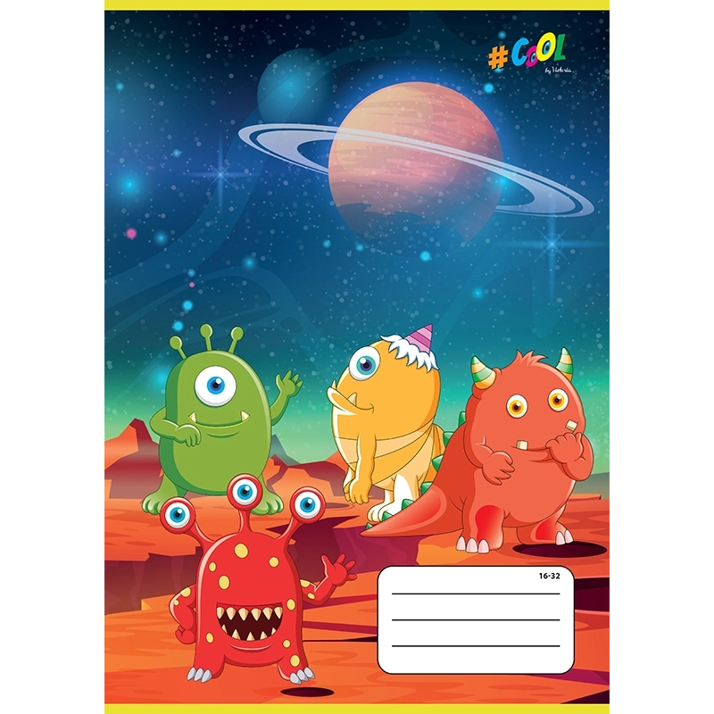 Füzet, tűzött, A5, vonalas, 32 lap, 2. osztály, COOL BY VICTORIA, "Monsters", "16-32"
