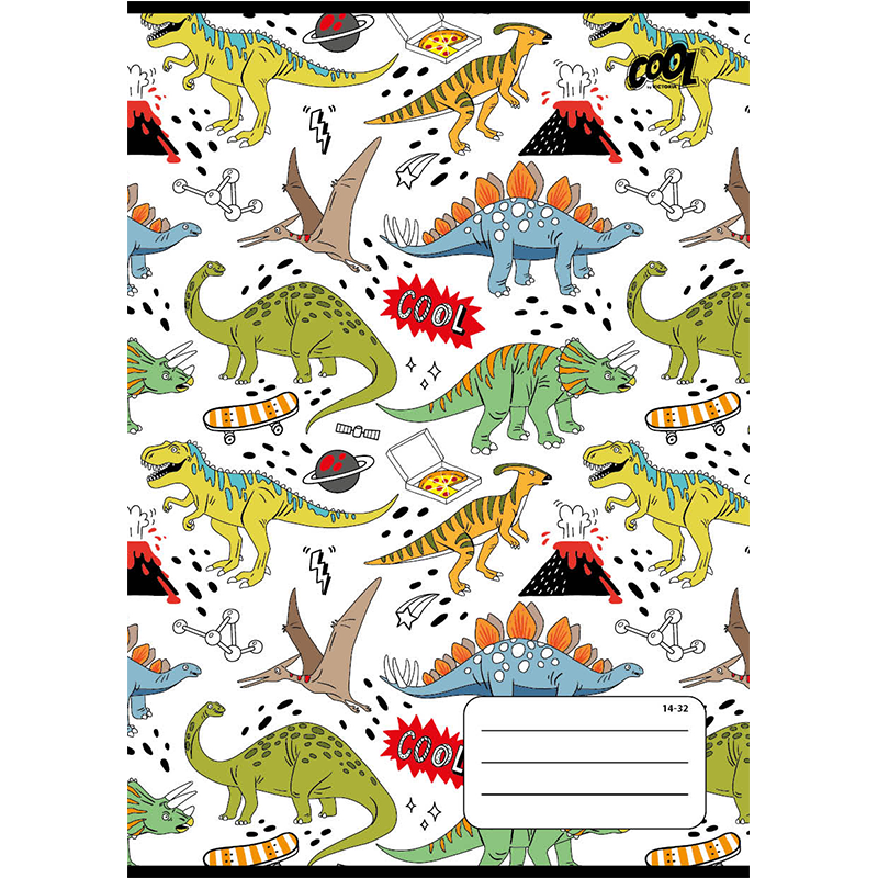 Füzet, tűzött, A5, vonalas, 32 lap, 1. osztály, COOL BY VICTORIA "Dinosaurus world", "14-32"