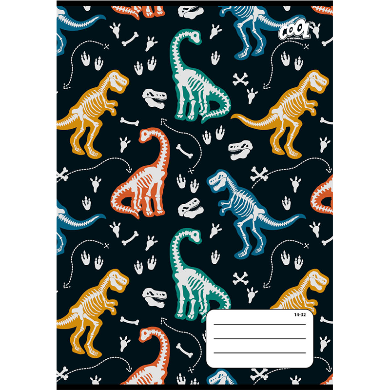 Füzet, tűzött, A5, vonalas, 32 lap, 1. osztály, COOL BY VICTORIA "Dinosaurus world", "14-32"