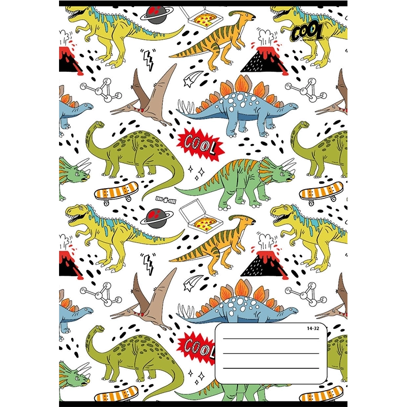 Füzet, tűzött, A5, vonalas, 32 lap, 1. osztály, COOL BY VICTORIA "Dinosaurus world", "14-32"