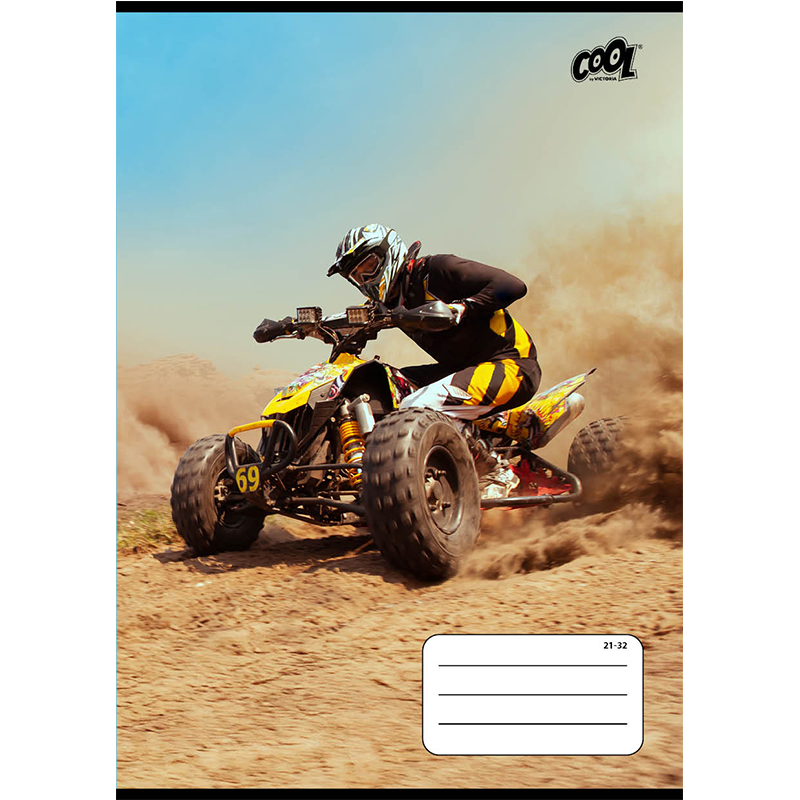 Exercise book, A5, lined, 32 sheets, 4-8. class, COOL BY VICTORIA "Motocross", "21-32"