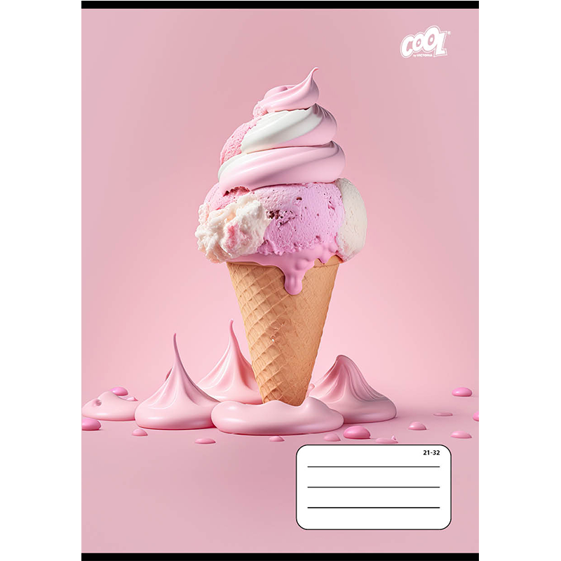 Füzet, tűzött, A5, vonalas, 32 lap, 4-8. osztály, COOL BY VICTORIA "Sweet pink", "21-32"