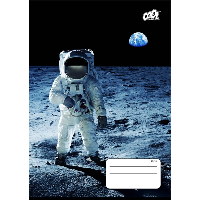 Füzet, tűzött, A5, kockás, 32 lap, COOL BY VICTORIA "Man on the Moon", "27-32"