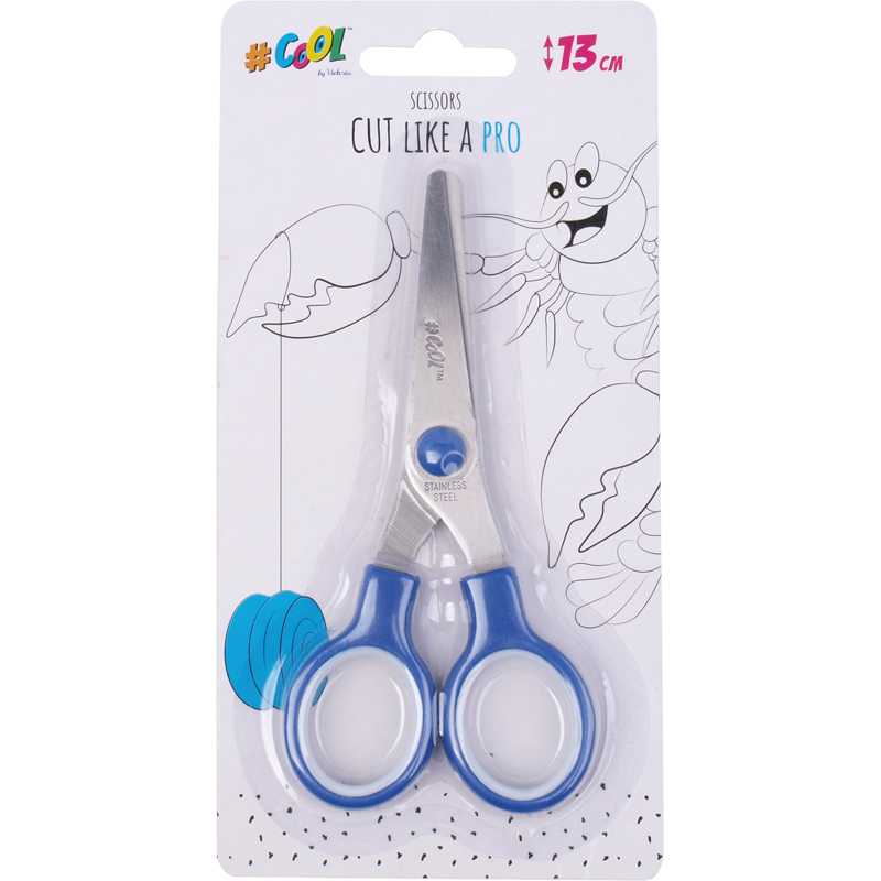 Olló, iskolai, 13 cm, COOL BY VICTORIA, kék