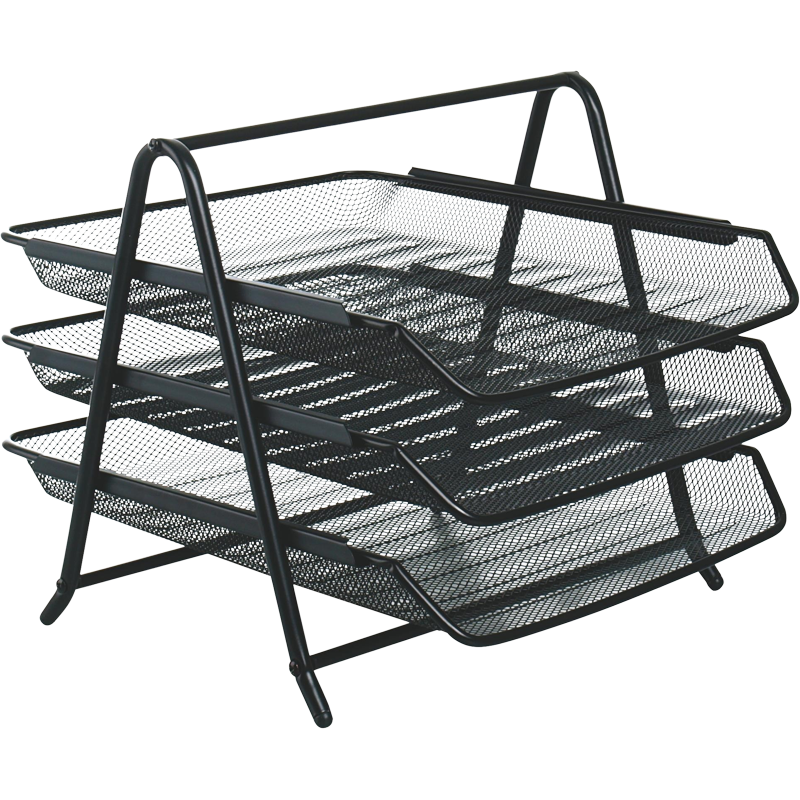 Odkladač, drôtený, 3 ks, VICTORIA OFFICE, čierny