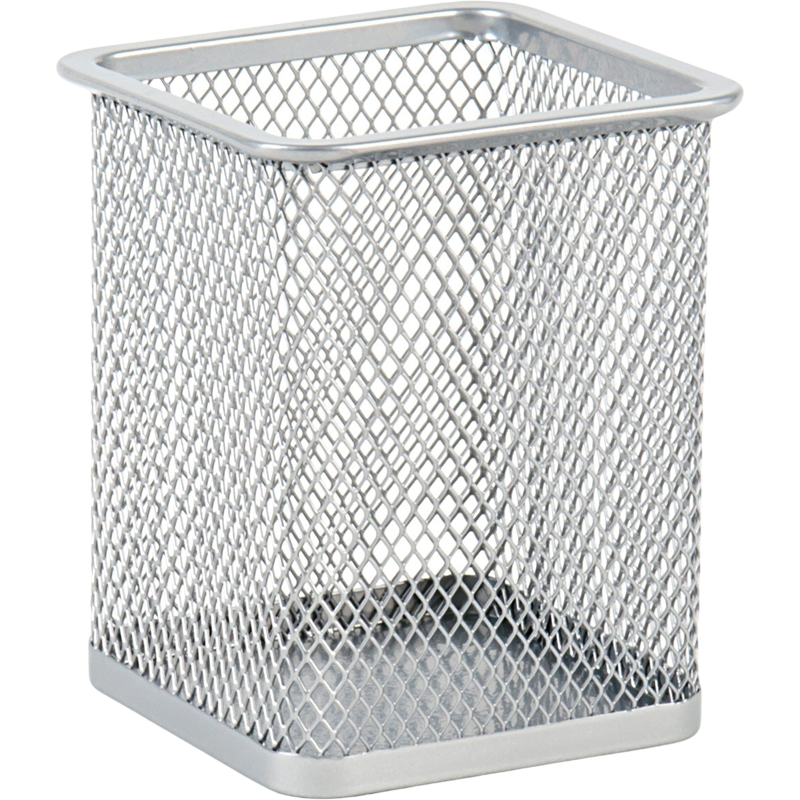 Írószertartó, fémhálós, szögletes, VICTORIA OFFICE, ezüst