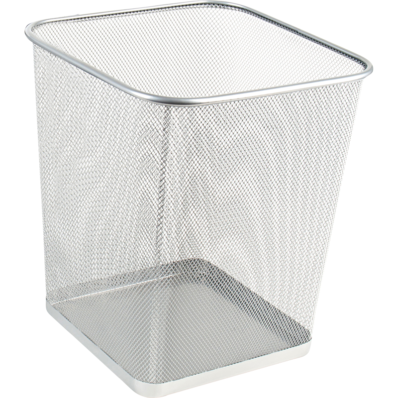Papírkosár, fémhálós, szögletes, VICTORIA OFFICE, ezüst