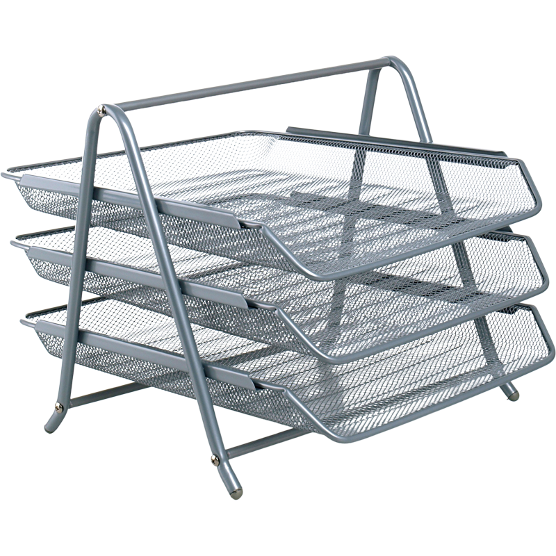 Irattálca, fémhálós, 3 részes, VICTORIA OFFICE, ezüst