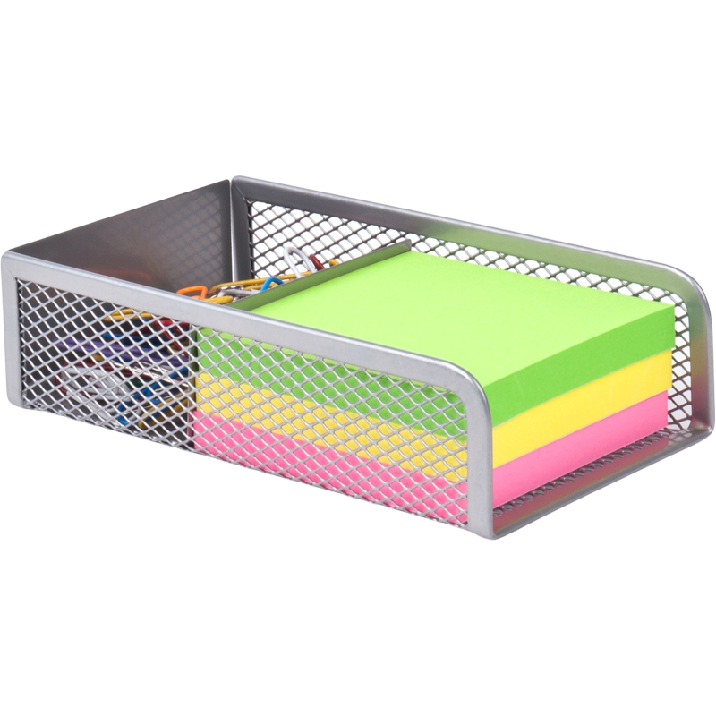 Kockatömbtartó és gemkapocstartó, fémhálós, VICTORIA OFFICE, ezüst