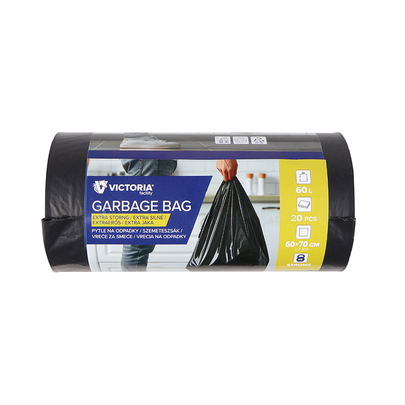 Szemeteszsák, extra erős, 60 l, 20 db, 60x70 cm, VICTORIA FACILITY