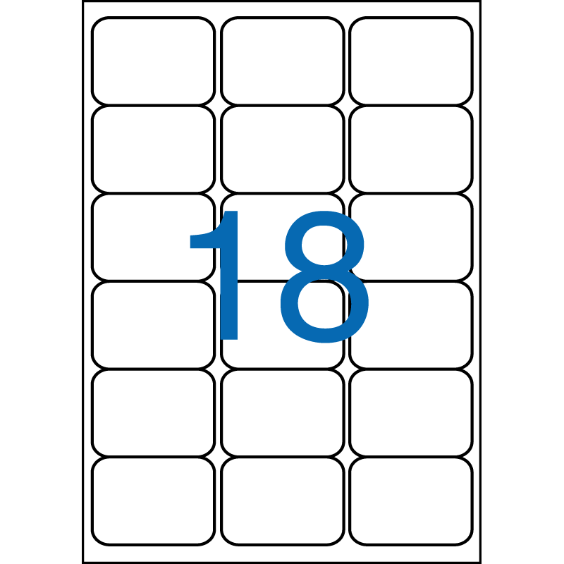 Etikett, univerzális, 63,5x46,6 mm, kerekített sarkú, VICTORIA PAPER, 1800 etikett/csomag