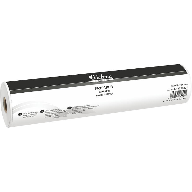 Faxpapír, 210 mm x 30 m x 12,5 mm, VICTORIA PAPER
