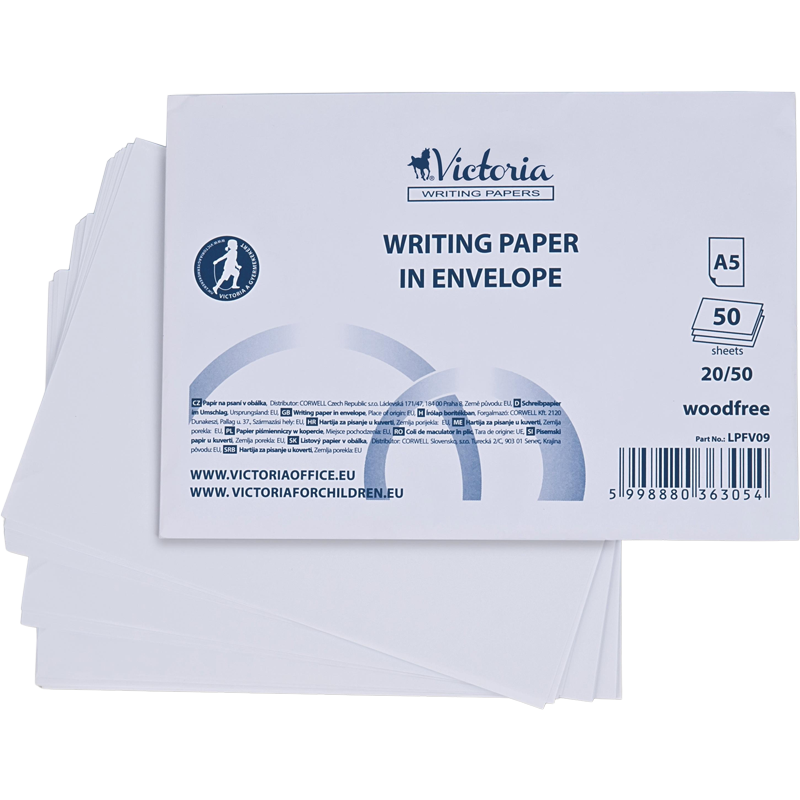 Írólap, famentes, A5, 20/50, VICTORIA PAPER "Borítékos" 60g