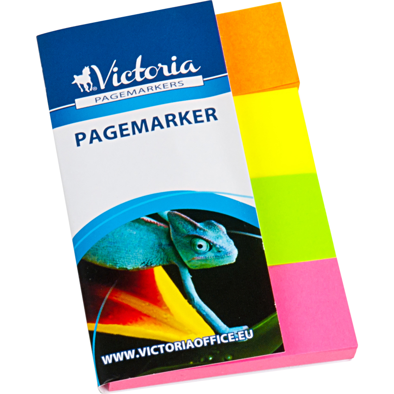 Jelölőcímke, papír, 4x40 lap, 20x50 mm, VICTORIA OFFICE, vegyes szín