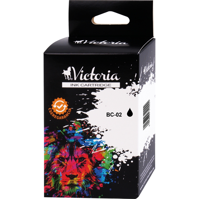 BC-02 Tintapatron BJ-200, 230 nyomtatókhoz, VICTORIA TECHNOLOGY, fekete, 30ml
