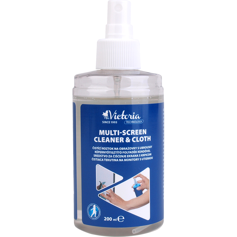 Cleaning spray, for screen, pump, with wipe, 200 ml, VICTORIA TECHNOLOGY