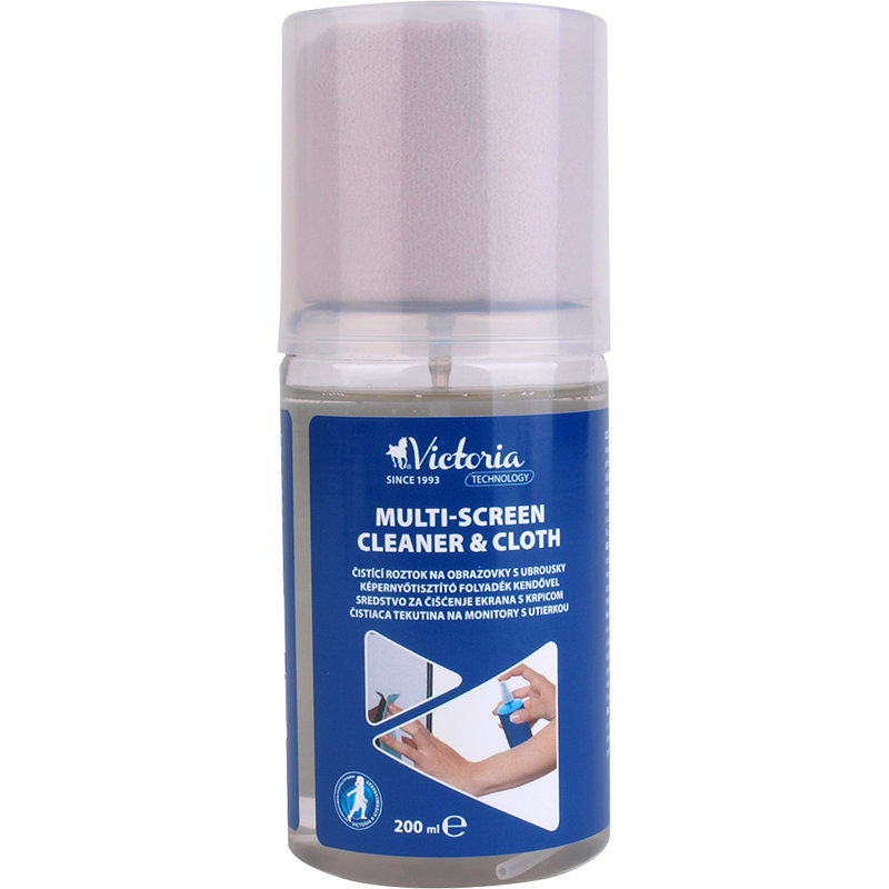 Cleaning spray, for screen, pump, with wipe, 200 ml, VICTORIA TECHNOLOGY
